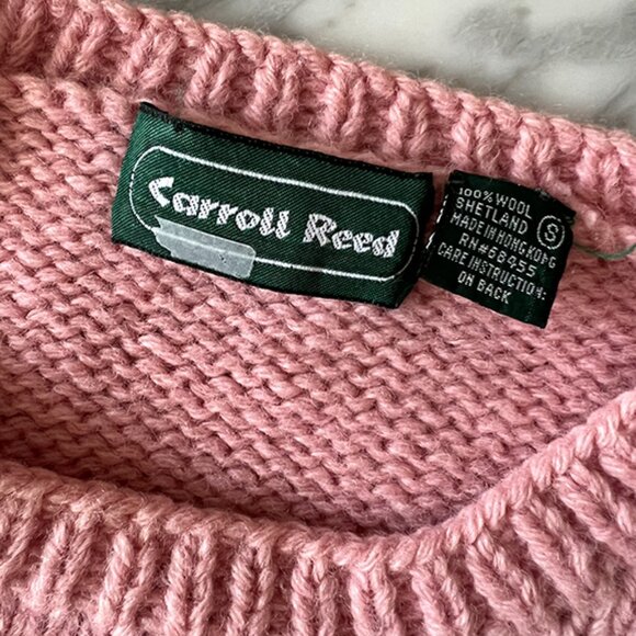 VINTAGE Carol Reed, 100% wool SHETLAND ski sweater , mauve, gray & ivory - Sz S - Picture 3 of 11